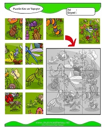 Puzzle Kes Yapıştır Çalışma Sayfaları